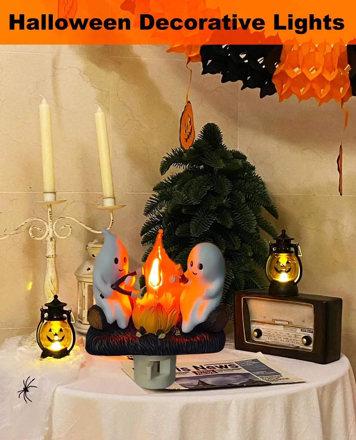 Halloween Campfire Ghost Nightlight Plug-In