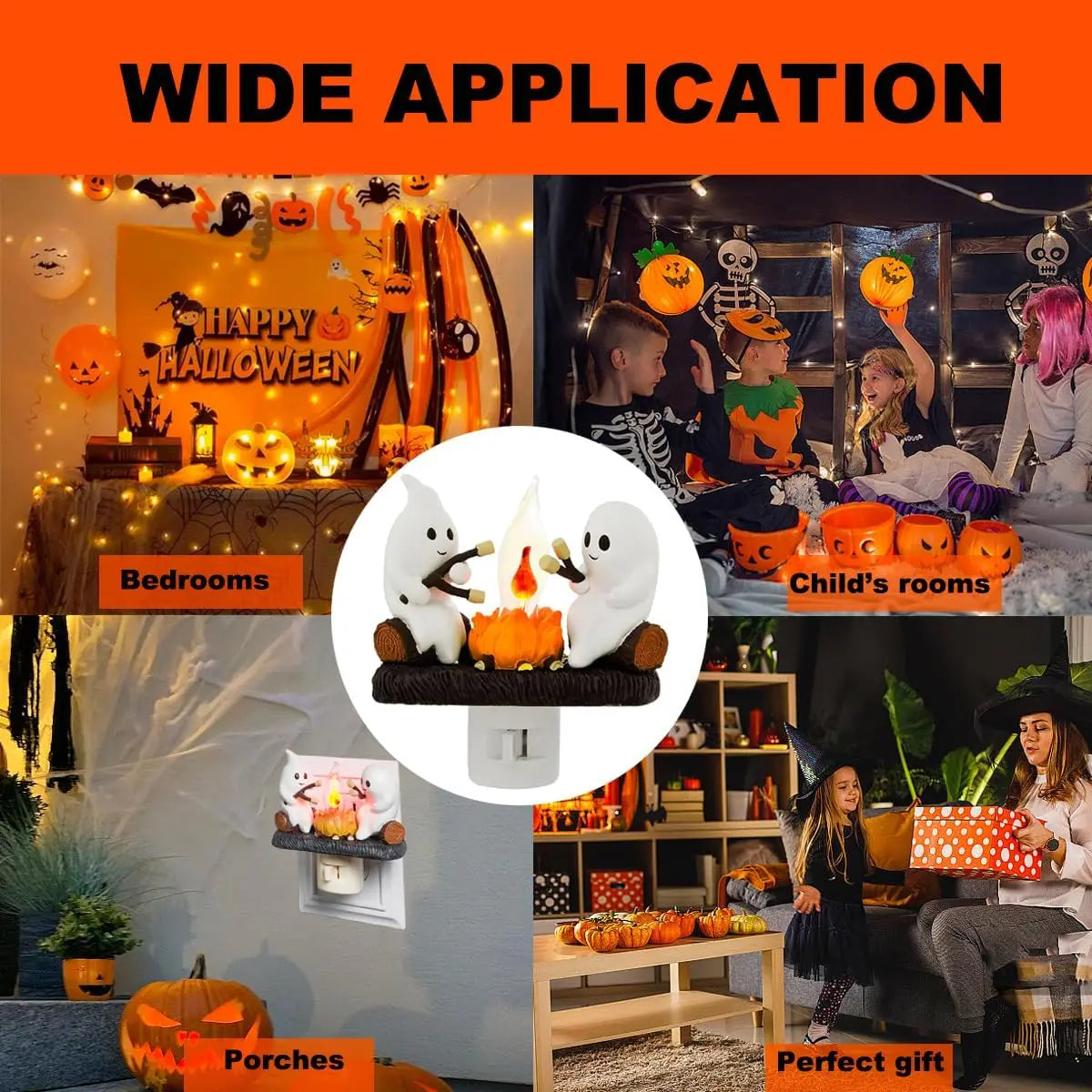 Halloween Campfire Ghost Nightlight Plug-In